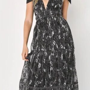 Elegant Black and metallic Lace Dress